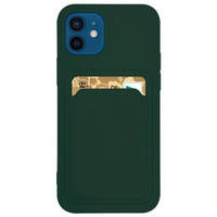 Card Case silicone wallet case with card holder documents for Samsung Galaxy S21+ 5G (S21 Plus 5G) dark green