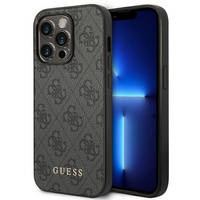 Guess GUHCP14LG4GFGR iPhone 14 Pro 6.1 &quot;gray / gray hard case 4G Metal Gold Logo