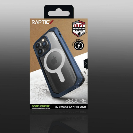 Raptic X-Doria Secure Case für iPhone 14 Pro mit gepanzerter MagSafe-Hülle blau