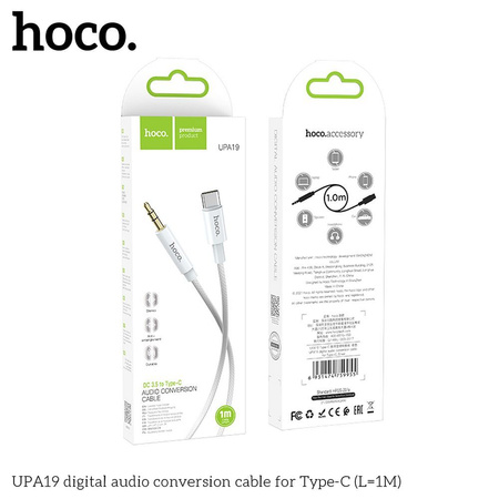 HOCO kabel AUX Audio Jack 3,5mm do Typ C UPA19 1m srebrny