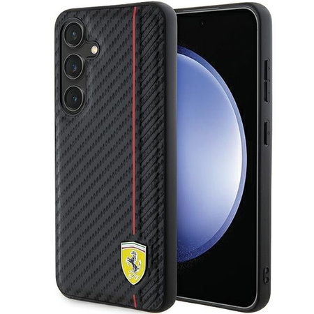 Oryginalne Etui FERRARI hardcase Carbon Printed Line FEHCS24MN3DUR do Samsung Galaxy  S24 Plus Czarny