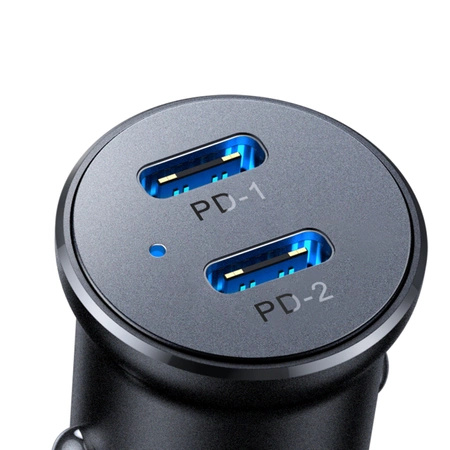 Joyroom JR-CCN06 30W 2x USB-C mini car charger metal - black