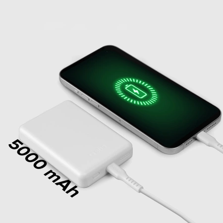 Powerbank SBS TEBB5000MAG1CW 5000 mAh USB-C, kompatybilny z MagSafe - biały