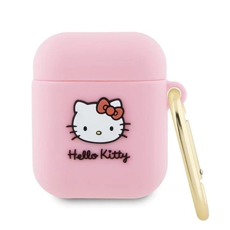 Etui Hello Kitty Silicone 3D Kitty Head na AirPods 1/2 - różowe