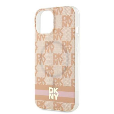 DKNY DKHMP15SHCPTSP iPhone 15 / 14 / 13 6.1" różowy/pink hardcase IML Checkered Mono Pattern & Printed Stripes MagSafe