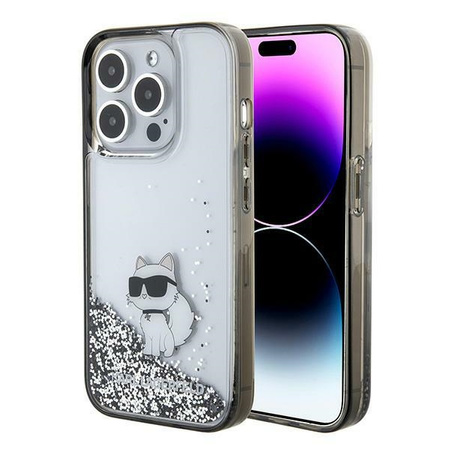 Karl Lagerfeld Liquid Glitter Choupette case for iPhone 15 Pro Max - transparent