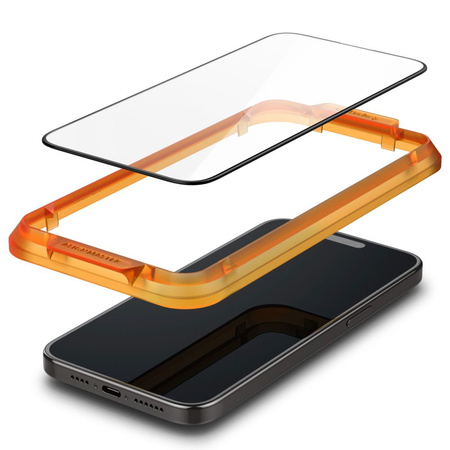 TEMPERED Spigen ALM GLASS FC 2-PACK IPHONE 15 BLACK