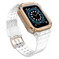 Pasek z etui ochronnym Protect Strap Band do Apple Watch 38 / 40 / 41 mm opaska obudowa pancerna - przeroczysty, różowe złoto