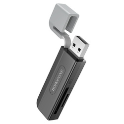 Borofone Czytni kart DH9 Wisdom 2 w 1 - USB 3.0 na SD + micro SD - czarno-szary