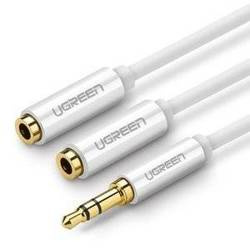 AUX audio splitter 3.5mm jack cable UGREEN AV123, 25cm (white)