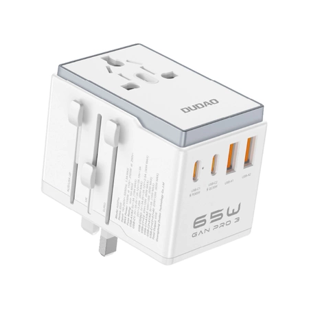 Dudao A65Pro 65W EU / US / JP / AUS / UK Reiseadapter 2x USB-C 2x USB-A - Weiß