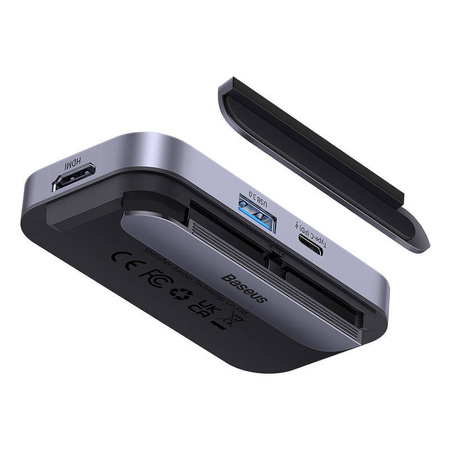 Hub 6in1 Baseus PadJoy Series USB-C do USB 3.0 + HDMI + USB-C PD + jack 3.5mm + SD/TF (szary)