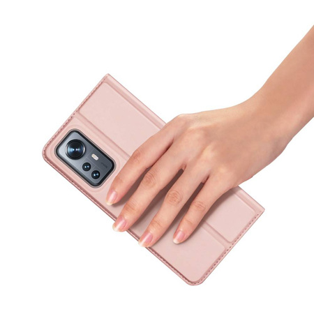 Schutzhülle XIAOMI 12 LITE mit einem Flip Dux Ducis Skin Leder hell-pink