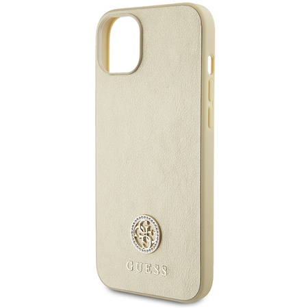 Guess Leather 4G Metal Logo Strass case for iPhone 15 - gold