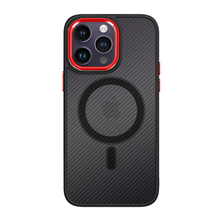 Tel Protect Magnetic Carbon Case do Iphone 13 Czarno-czerwony