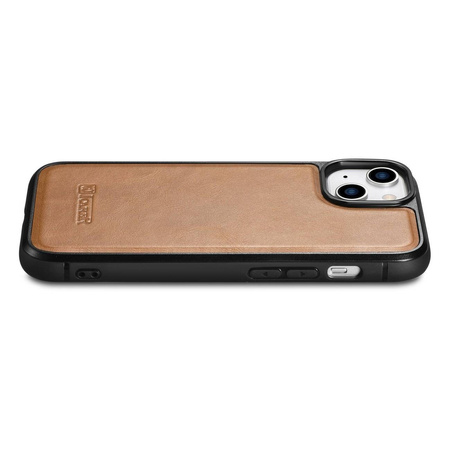 iCarer Leather Oil Wax case with genuine leather cover for iPhone 14 (MagSafe compatible) brown (WMI14220717-TN)