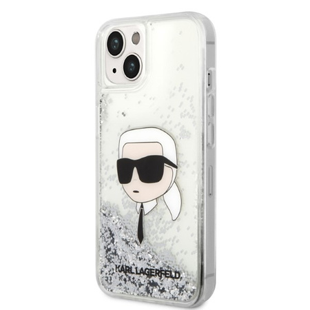 Karl Lagerfeld Liquid Glitter NFT Karl's Head - Etui iPhone 14 Plus (srebrny)