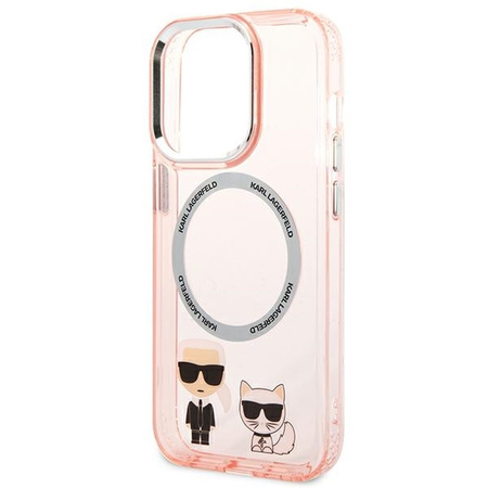 Karl Lagerfeld KLHMP14LHKCP iPhone 14 Pro 6,1" hardcase różowy/pink Karl & Choupette Aluminium Magsafe