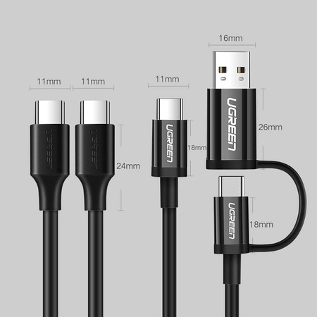 Ugreen kabel USB Typ C do ładowania i transferu danych 3A 1m czarny (US286)