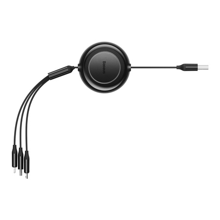 Baseus Bright Mirror 2 kabel przewód 3w1 USB Typ A - micro USB + Lightning + USB Typ C 3.5A 1.1m czarny (CAMJ010001)