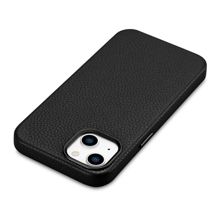 iCarer Litchi Premium Leather Case iPhone 14 Magnetic Leather Case with MagSafe Black (WMI14220709-BK)