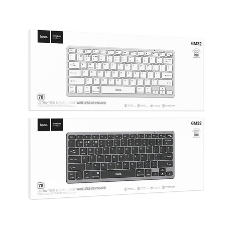 HOCO klawiatura bezprzewodowa QWERTY GM32 srebrna