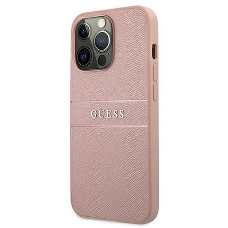 Oryginalne Etui IPHONE 13 PRO MAX 6,7" Guess Hardcase Saffiano Stripe GUHCP13XPSASBPI różowe