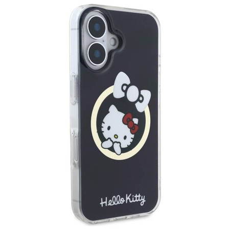 Oryginalne Etui IPHONE 16 Hello Kitty Hardcase IML Fun Bow MagSafe (HKHMP16SHFLBK) czarne