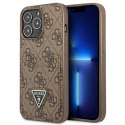 Etui IPHONE 13 PRO Guess Hardcase 4G Triangle Logo Cardslot (GUHCP13LP4TPW) brązowe