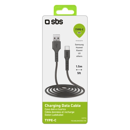 SBS TECABLEMICROC15K USB-A – USB-C-Kabel 1,5 m – Schwarz