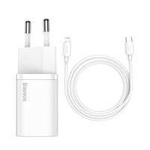 Baseus Super Si 1C szybka ładowarka USB Typ C 20W Power Delivery + kabel USB Typ C - Lightning 1m biały (TZCCSUP-B02)