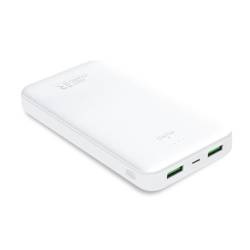 PURO White Fast Charger Power Bank – Power bank dla smartfonów i tabletów 20000 mAh, 2xUSB-A + 1xUSB-C (biały)