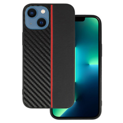 Tel Protect CARBON Case do Iphone 13 Mini Czarny z czerwonym paskiem