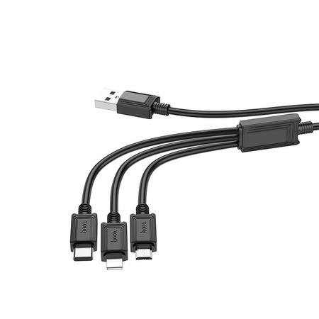 HOCO kabel 3w1 USB A do Lightning / Micro USB / Typ C 2A X74 1 m czarny