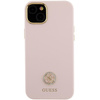 Guess Silicone Logo Strass 4G case for iPhone 15 - light pink