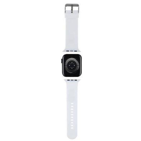 Strap for APPLE WATCH 4 / 5 / 6 / 7 / 8 / SE / ULTRA (42 / 44 / 45 / 49 MM) Karl Lagerfeld Strap 3D Rubber Karl Head (KLAWLSLKNH) white