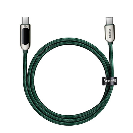 Baseus kabel USB Typ C - USB Typ C 100 W (20 V / 5 A) 1 m Power Delivery z wyświetlaczem ekranem miernik mocy biały (CATSK-B06)