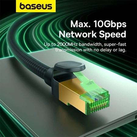 Baseus schnelles Netzwerkkabel RJ-45 Cat.8 40 Gbit/s 10 m geflochten – schwarz