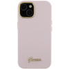 Guess Silicone Script Metal Logo &amp; Frame case for iPhone 15 - pink