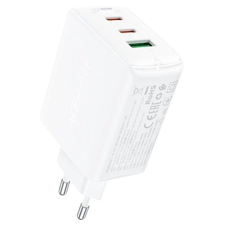 Acefast Schnellladegerät GaN (2x USB-C / USB-A) PPS / PD / QC4+ 65W weiß (A41)