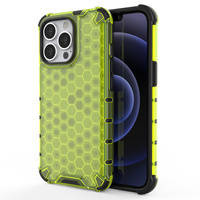 Honeycomb Case armor cover with TPU Bumper for iPhone 13 Pro green