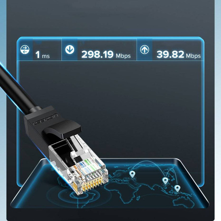 Ugreen płaski kabel przewód internetowy sieciowy Ethernet patchcord RJ45 Cat 6 UTP 1000Mbps 1 m czarny (50173 NW102)