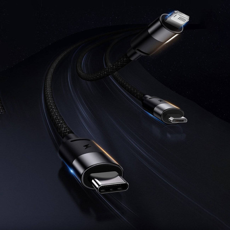 Baseus StarSpeed kabel 3w1 USB-A - Micro-USB / Lightning / USB-C 3.5A 1.2m biały