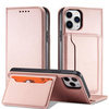 Magnet Card Case for iPhone 12 cover card wallet card stand pink