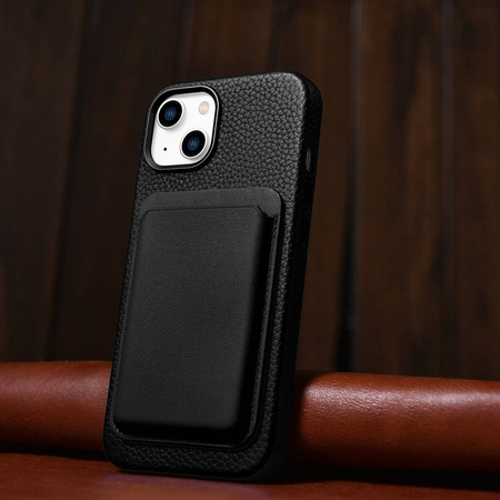 iCarer Case Leather genuine leather case for iPhone 14 schwarz (WMI14220709-BK) (MagSafe compatible)