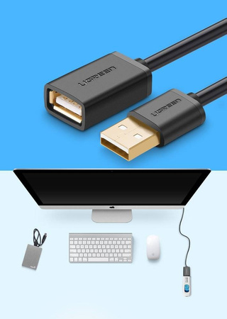 Ugreen kabel przewód przejściówka USB (żeński) - USB (męski) 1m czarny (10314)