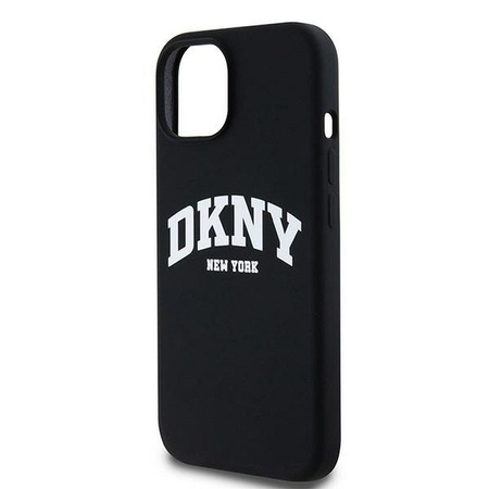 DKNY DKHMP15SSNYACH iPhone 15 / 14 / 13 6.1" czarny/black hardcase Liquid Silicone White Printed Logo MagSafe