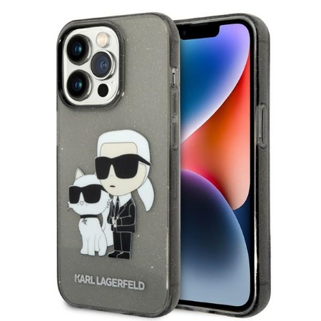 Karl Lagerfeld IML Glitter NFT Karl & Choupette - Etui iPhone 14 Pro Max (czarny)